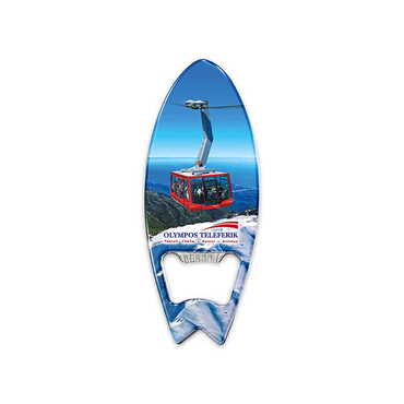 Myros - Cable Card Themed Surf Board Shaped Metal Magnetic Bottle Opener 128x45 mm