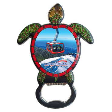 Cable Card Themed Turtle Shaped Metal Magnetic Bottle Opener 103x75 mm - Thumbnail