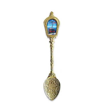 Cable Card Themed Yellow Metal Souvenir Spoon 25x130 mm - Myros