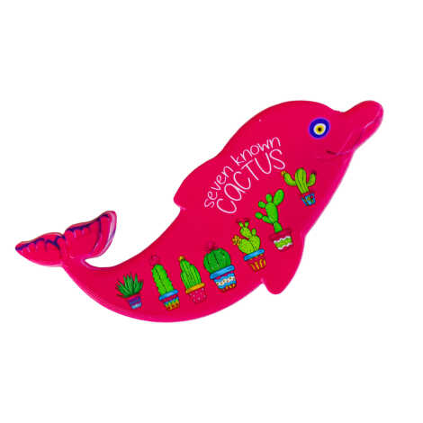 Cactus Themed UV Printed Dolphin Shaped Refrigerator Magnet 110x50 mm - 2