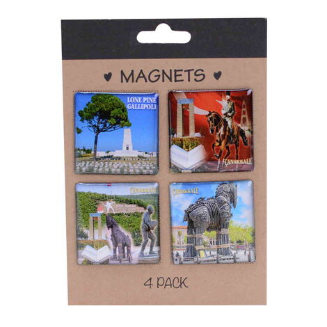 Toptan Çanakkale Temalı Myros Dörtlü Kartonet Magnet Seti 40x40 mm - 1