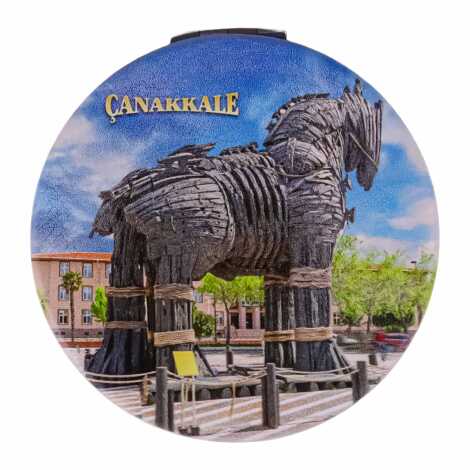 Çanakkale Temalı Myros Yuvarlak Özelleştirilmiş Pu Ayna 72x11 mm - 4