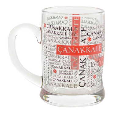 Canakkale Themed Glass Mug Big Size - Thumbnail