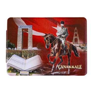 Çanakkale Themed Myros Rectangular Customized PU Mirror 85x62x11 mm - Myros