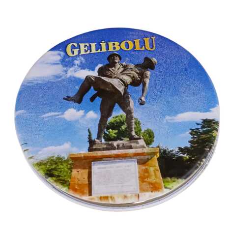 Çanakkale Themed Myros Round Customized PU Mirror 72x11 mm - 5
