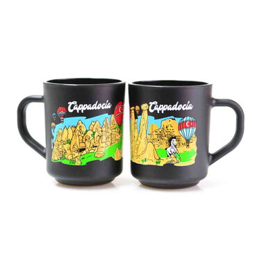 Cappodocia Themed Colored Glass Mug - Thumbnail