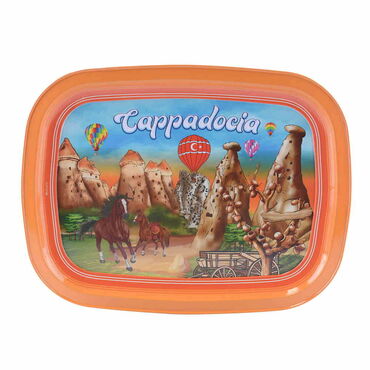 Cappodocia Themed Customised Printed Tin Serving Tray 305x235 mm - Thumbnail