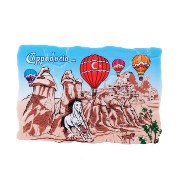 Cappodocia Themed Customised UV Printed Plastic Base Mosaic Pattern Rectangle Fridge Magnet 80x50 mm - Myros