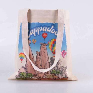 Cappodocia Themed Digital Printed Kanvas Bag 35x40 cm - Thumbnail