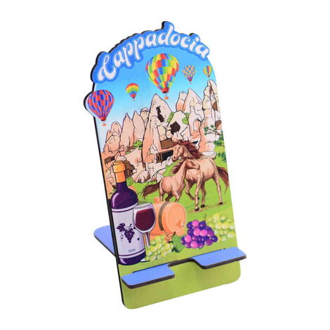 Cappodocia Themed Wooden Cell Phone Stand - 1