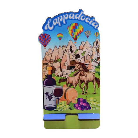 Cappodocia Themed Wooden Cell Phone Stand