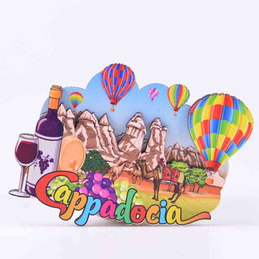 Cappodocia Themed Wooden Customised 2D Souvenir Fridge Magnet - Thumbnail