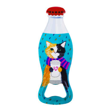 Cat Themed Myros Bottle Opener Refrigerator Magnet 42x120 mm - 1