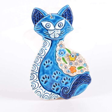 Cat Themed Nautical Ceramics Fifth Size Wall Hanging - Thumbnail