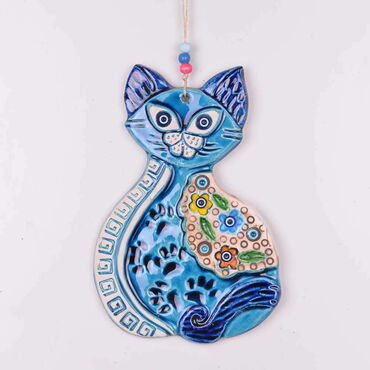 Cat Themed Nautical Ceramics Fourth Size Wall Hanging - Thumbnail