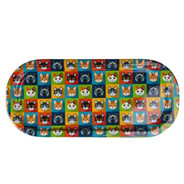 Cat Themed Oval Tray 35x16 cm - Myros
