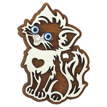 Myros - Cat Themed Wooden Engraved Souvenir Fridge Magnet