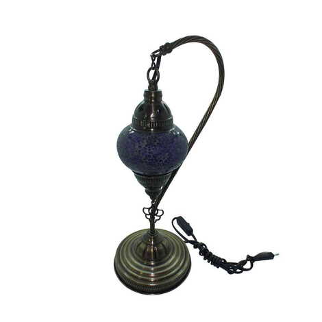 Turkish Mosaic Cracked Gooseneck Desktop Lamp No:1 - 1