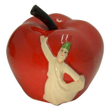 Ceramic Apple Shaped Semazen Figurine 8 Cm - Thumbnail