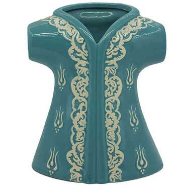 Myros - Ceramic Green Tulip Patterned Kaftan Figurines 10 Cm