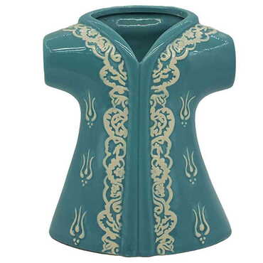 Ceramic Green Tulip Patterned Kaftan Figurines 16 Cm - Thumbnail