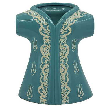 Myros - Ceramic Green Tulip Patterned Kaftan Figurines 20 Cm