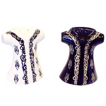 Myros - Ceramic Kaftan Shaped Red-White Salt And Pepper Shaker