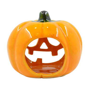 Ceramic Medium Pumpkin Incense Holder Candle Holder - Thumbnail