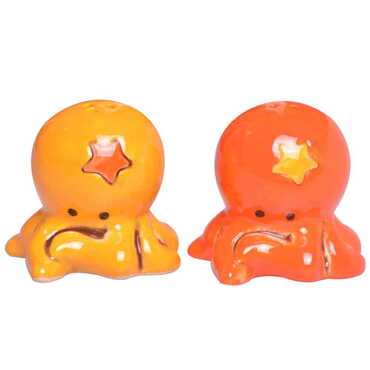 Myros - Ceramic Octopus Shaped Orange Salt And Pepper Shaker