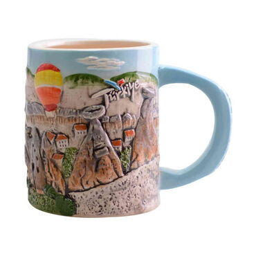 Ceramic Relief Detailed Cappadocia Mug - Thumbnail