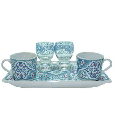 Ceramic Turkish Coffee Serving Set For 2 People - Thumbnail