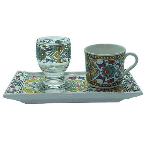 Ceramic Turkish Coffee Serving Set of 3 Pcs - 7