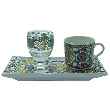 Myros - Ceramic Turkish Coffee Serving Set of 3 Pcs