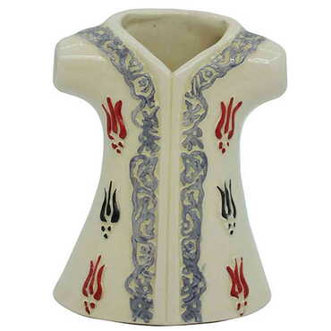 Ceramic White Tulip Patterned Kaftan Figurines 16 Cm - Thumbnail