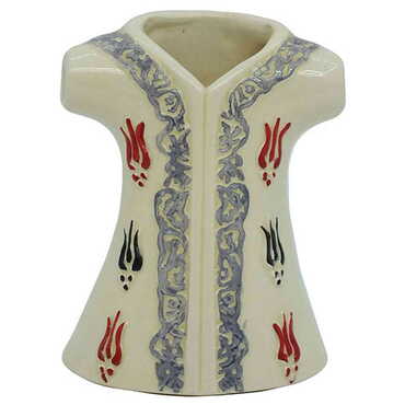 Myros - Ceramic White Tulip Patterned Kaftan Figurines 20 Cm