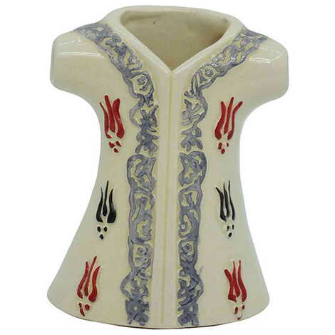 Ceramic White Tulip Patterned Kaftan Figurines 8 Cm