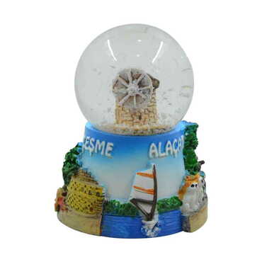 Cesme-Alacati Themed Polyester Snow Globe - Thumbnail