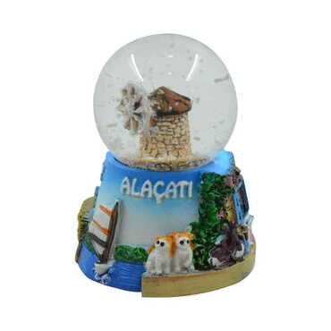 Cesme-Alacati Themed Polyester Snow Globe - Thumbnail