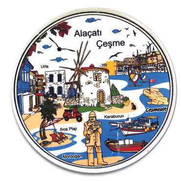 Çeşme Bölgesi Temalı Myros Yöresel Yuvarlak Bardak Altlığı 100 mm - Myros