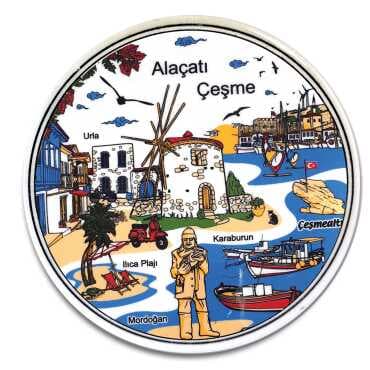 Çeşme Themed Ceramic Myros Traditional Round Trivet 160 mm