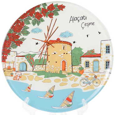 Cesme Region Themed Bespoke Printed Glass Plate 21 Cm - Myros