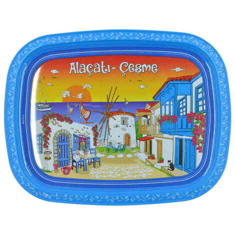 Cesme Region Themed Customised Printed Tin Serving Tray 305x235 mm