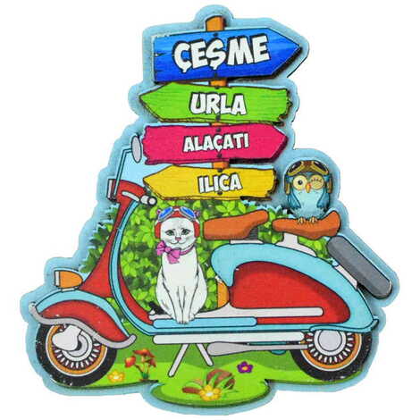 Cesme Region Themed Wooden Customised 2D Souvenir Fridge Magnet