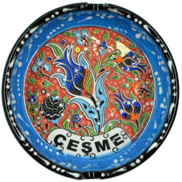 Cesme Themed Turkish Ceramic Special Relief Ashtray Big Size - 2