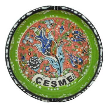 Cesme Themed Turkish Ceramic Special Relief Ashtray Big Size - 4