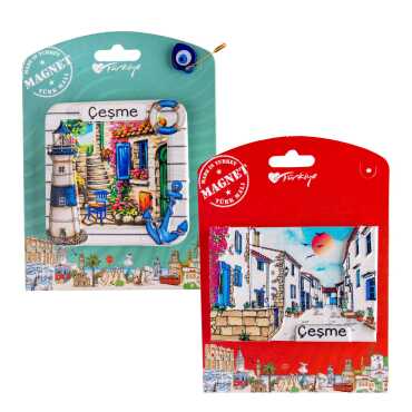 Çeşme Temalı Kartonetli Uv Polyester Magnet - 2