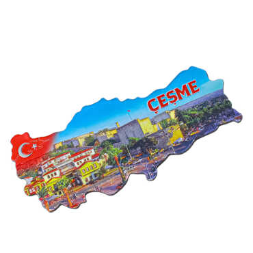 Çeşme Themed Metallic Map Refrigerator Magnet - Standart - 2