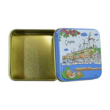 Toptan Çeşme Temalı Myros Kare Metal Kutu 75x75x35 mm - Thumbnail