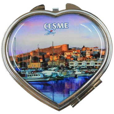 Toptan Çeşme Temalı Myros Metal Kalp Ayna 70x65x8 mm - Thumbnail