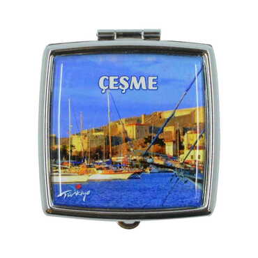 Toptan Çeşme Temalı Myros Metal Kare Hap Kutusu 54x58x18 mm - Thumbnail